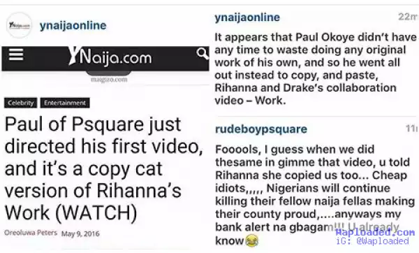 Paul Okoye Blasts Ynaija For Calling Him A Rihanna